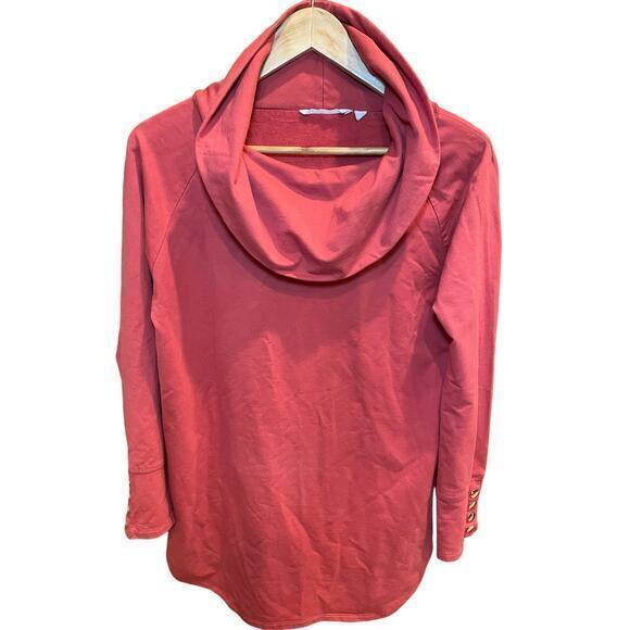 Soft‎ Surroundings Valerie Pullover Vermilion Orange Red Cowl Neck Long Sleeve - Picture 1 of 9
